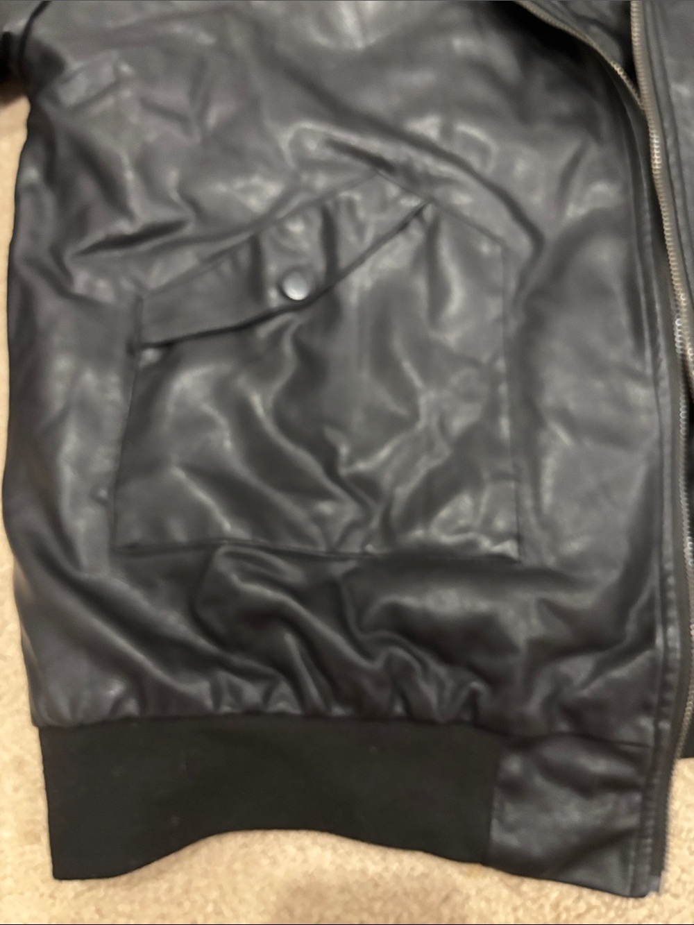 Edikted Black Faux-Leather Bomber Jacket - Picture 5 of 7